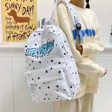 垣途者 美式潮牌韩版时尚潮流百搭 尼龙 双肩包 常规 男女同款情侣款 黑色/白色