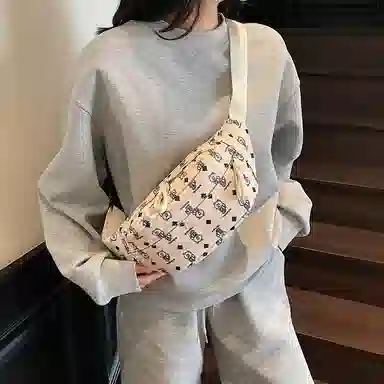 垣途者 日常通勤时尚高级感满印花 布 单肩斜挎包腰包 常规 男女同款情侣款 多色