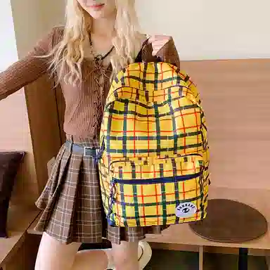 垣途者 美式高街大容量潮流 尼龙布 双肩包 大号 男女同款情侣款 黄色