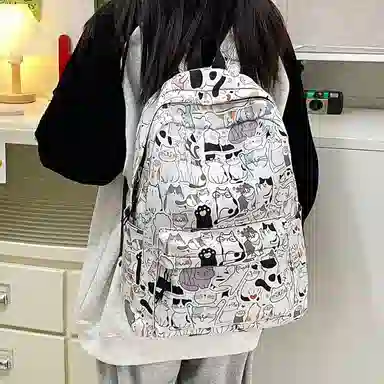 垣途者 满印涂鸦学生韩版初高中大学生 复合布 书包背包双肩包 女款 多色