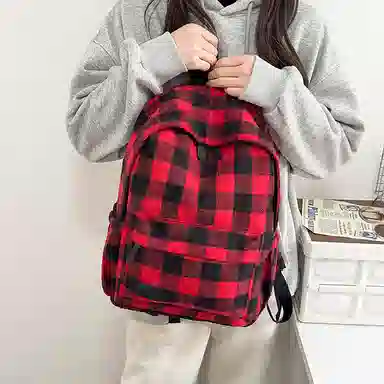 垣途者 经典格子百搭学生书包拉链开合 毛呢 双肩包 女款 多色