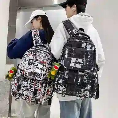 垣途者 涂鸦设计大容量简约休闲 尼龙 双肩包 男女同款情侣款 多色