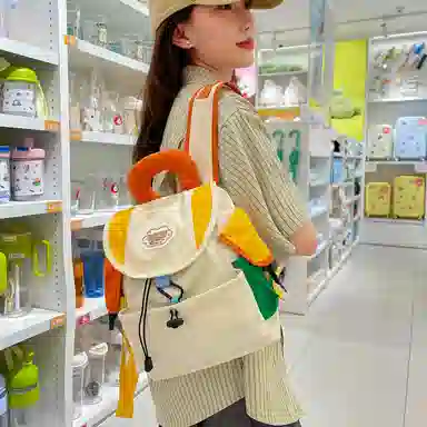 垣途者 小清新撞色 尼龙 双肩包 女款 拼色