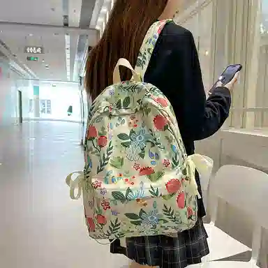 垣途者 复古小花高颜值学生书包百搭学院风校园大容量 尼龙 双肩包 女款 多色