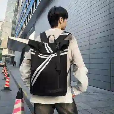 垣途者 街头潮酷大容量电脑包学生书包初高中大学生 尼龙 背包双肩包 常规 男款 黑色