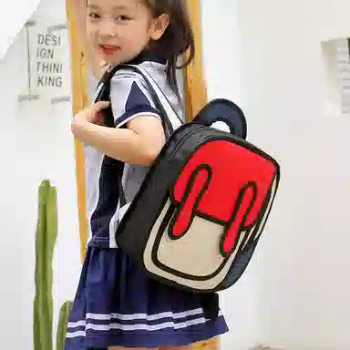 垣途者 卡通二次元创意校园立体 尼龙 双肩包 儿童款 绿色/红色/蓝色