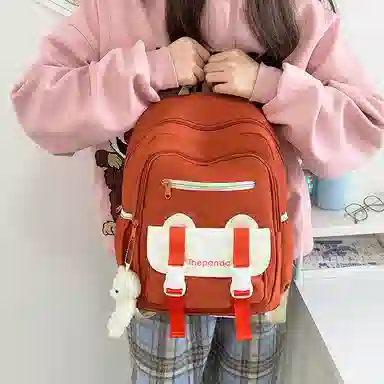 垣途者 日系简约书包韩版背包 尼龙 双肩包 常规 女款 白色/粉色/黑色/绿色/橘色