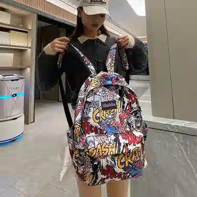 垣途者 涂鸦韩版卡通高级 尼龙 双肩包 常规 男女同款情侣款 多色