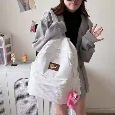 垣途者 书包女学生日系休闲简约日常通勤时尚百搭 防水面料 双肩包 女款 白色粉色黄色蓝色绿色