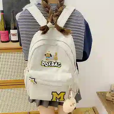 垣途者 日系少女书包初高中大学生 灯芯绒 双肩包 女款 多色