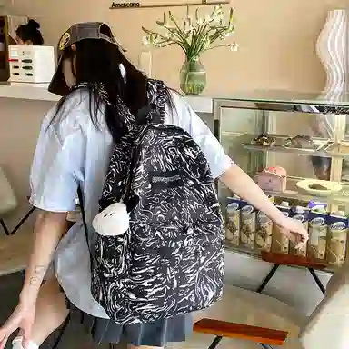 垣途者 美式水纹涂鸦学生书包初高中大学生 尼龙 背包双肩包 常规 男女同款情侣款 多色