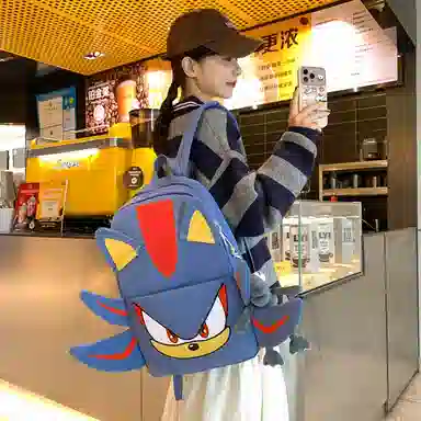 垣途者 卡通动漫街头潮流 尼龙 双肩包 男女同款情侣款 黑色/蓝色