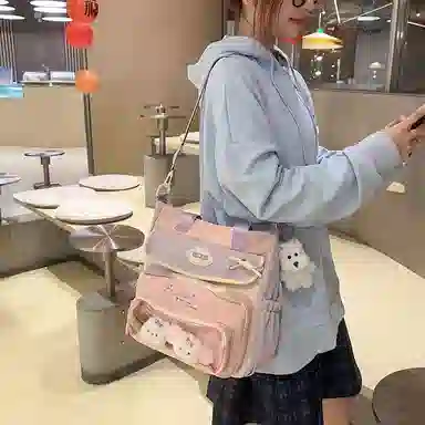 垣途者 日系可爱拎书袋百搭大容量学生书包 尼龙 手提单肩斜挎包 女款 多色