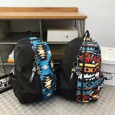 垣途者 涂鸦拼接学生书包初高中大学生街头潮流大容量 尼龙 双肩包 常规 男女同款情侣款 多色