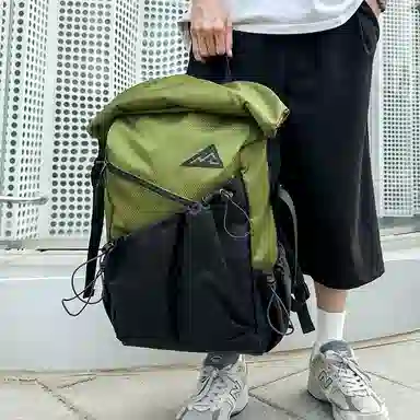 垣途者 休闲简约撞色设计日常通勤时尚百搭 牛津布 双肩包 常规 男女同款情侣款 黑白/黑黄/黑绿