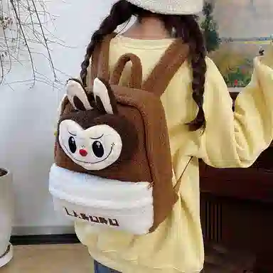 垣途者 可爱卡通动漫背包旅游日常通勤 毛绒 双肩包 常规 女款 棕色