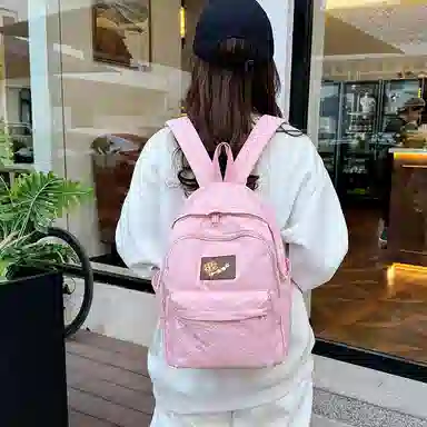 垣途者 书包女学生日系休闲简约日常通勤时尚百搭 防水面料 双肩包 女款 白色粉色黄色蓝色绿色