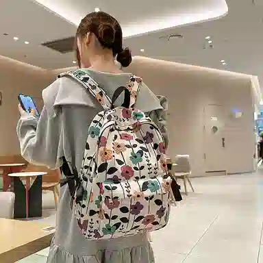 垣途者 复古小花高颜值学生书包百搭学院风校园大容量 尼龙 双肩包 女款 多色