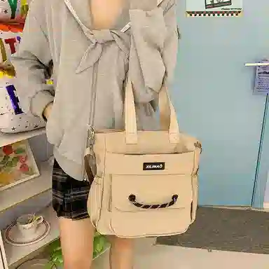 垣途者 韩版补课袋初中生高中学生补习手拎袋简约百搭单肩包大容量手提袋 尼龙布 斜挎包 男女同款情侣款 多色