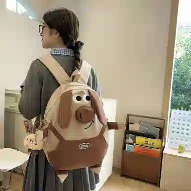 垣途者 可爱丑萌学生书包背包 尼龙 双肩包 常规 女款 白色/黑色/卡其色