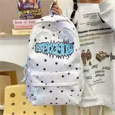 垣途者 美式潮牌韩版时尚潮流百搭 尼龙 双肩包 常规 男女同款情侣款 黑色/白色