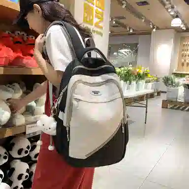 垣途者 大容量撞色书包韩版学生简约百搭 尼龙 双肩包 常规 女款 多色