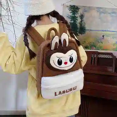 垣途者 可爱卡通动漫背包旅游日常通勤 毛绒 双肩包 常规 女款 棕色