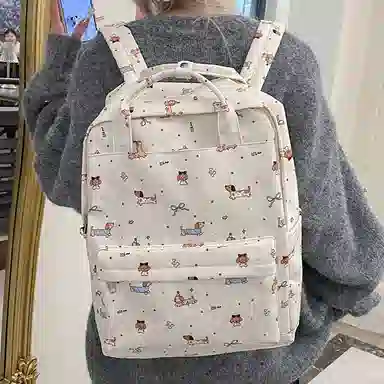 垣途者 日系可爱满印休闲简约百搭 尼龙 双肩包 女款 多色