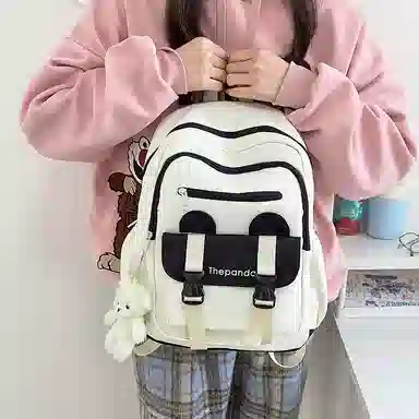 垣途者 日系简约书包韩版背包 尼龙 双肩包 常规 女款 白色/粉色/黑色/绿色/橘色