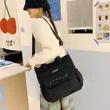 垣途者 韩版补课袋初中生高中学生补习手拎袋简约百搭单肩包大容量手提袋 尼龙布 斜挎包 男女同款情侣款 多色