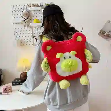 垣途者 日系可爱卡通 毛绒 双肩包 常规 女款 多色