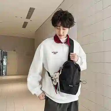 垣途者 潮牌休闲百搭潮牌学生挎包运动骑行包 尼龙 胸包 男女同款情侣款 黑色