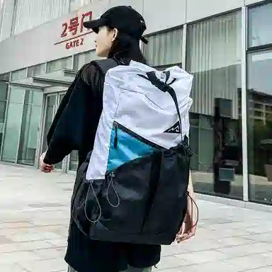 垣途者 休闲简约撞色设计日常通勤时尚百搭 牛津布 双肩包 常规 男女同款情侣款 黑白/黑黄/黑绿