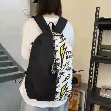 垣途者 涂鸦拼接学生书包初高中大学生街头潮流大容量 尼龙 双肩包 常规 男女同款情侣款 多色