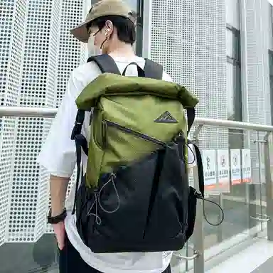 垣途者 休闲简约撞色设计日常通勤时尚百搭 牛津布 双肩包 常规 男女同款情侣款 黑白/黑黄/黑绿