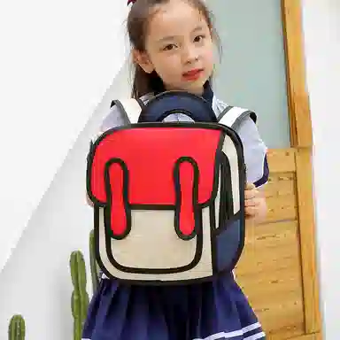 垣途者 卡通二次元创意校园立体 尼龙 双肩包 儿童款 绿色/红色/蓝色