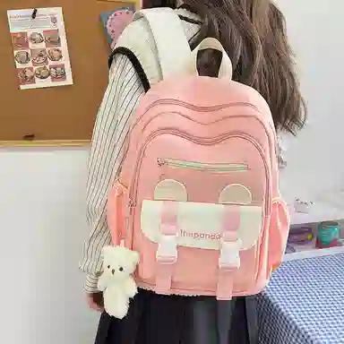 垣途者 日系简约书包韩版背包 尼龙 双肩包 常规 女款 白色/粉色/黑色/绿色/橘色