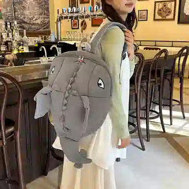 垣途者 个性小众设计鲨鱼初高中大学生时尚潮流 织物 双肩包 男女同款情侣款 多色