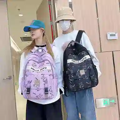 垣途者 潮牌满印小熊书包学生大容量 牛津布 双肩包 常规 男女同款情侣款 多色