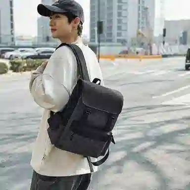 垣途者 潮流格子时尚百搭 尼龙 双肩包 男女同款情侣款 棕色/黑色