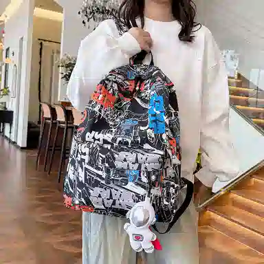 垣途者 涂鸦学生韩版初高中大学生潮流背包 牛津布 双肩包 常规 男女同款情侣款 多色