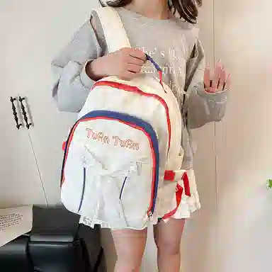 垣途者 可爱时尚潮流百搭 复合布 双肩包 常规 女款 白色/粉色