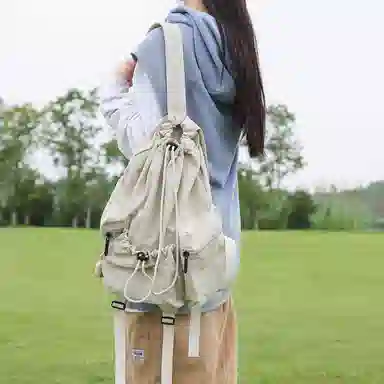 垣途者 休闲运动学生 尼龙 双肩包 男女同款情侣款 白色