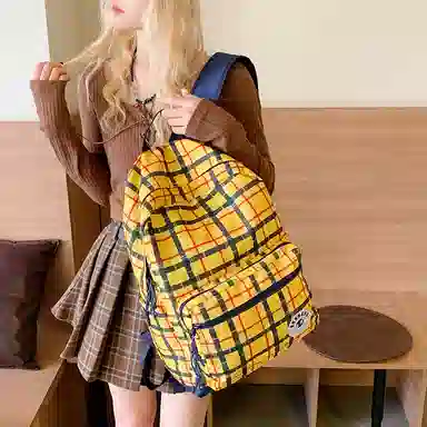 垣途者 美式高街大容量潮流 尼龙布 双肩包 大号 男女同款情侣款 黄色