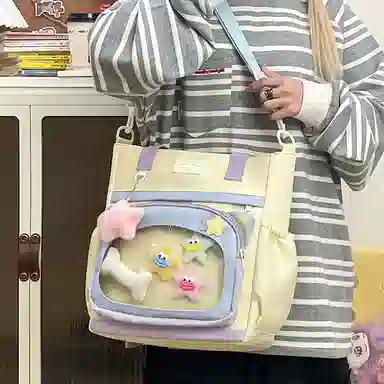 垣途者 日系少女痛包单肩补课袋上课书包 尼龙 斜挎手提包 常规 女款 多色