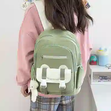 垣途者 日系简约书包韩版背包 尼龙 双肩包 常规 女款 白色/粉色/黑色/绿色/橘色