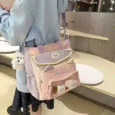 垣途者 日系可爱拎书袋百搭大容量学生书包 尼龙 手提单肩斜挎包 女款 多色