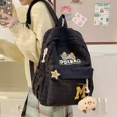 垣途者 日系少女书包初高中大学生 灯芯绒 双肩包 女款 多色