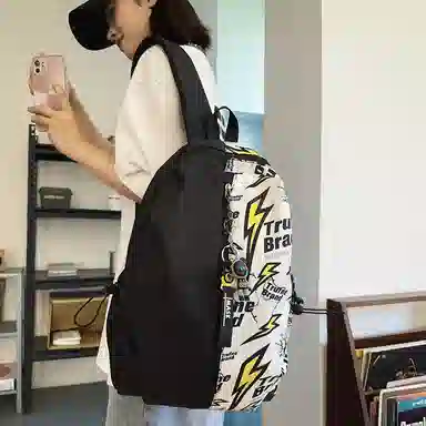 垣途者 涂鸦拼接学生书包初高中大学生街头潮流大容量 尼龙 双肩包 常规 男女同款情侣款 多色