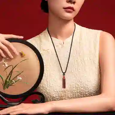 一世倾 新中式高级感吉祥如意楞严咒转运珠平安好运本命年护身符复古简约轻奢小众民族风 檀木 项链 男女同款情侣款